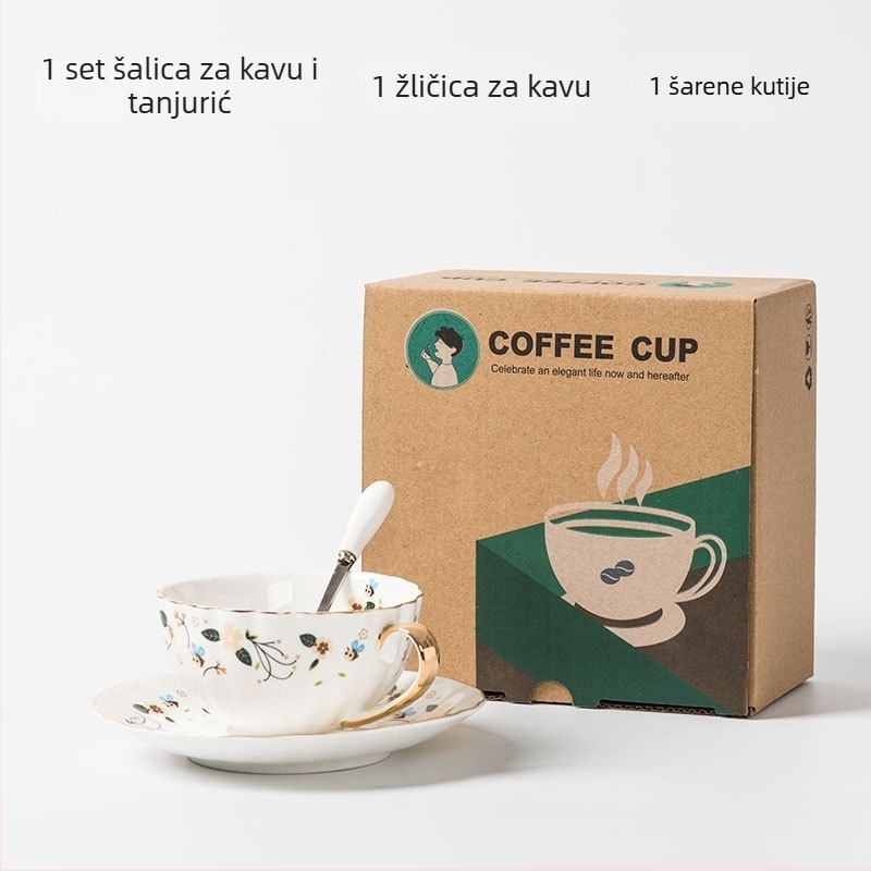 Keramički set šalice za kavu i podmetača, pastoralno-američko-europski stil; Značka Deli Ceramics; Težina ispod 0,5 kg; Pakiranje: poklon kutija