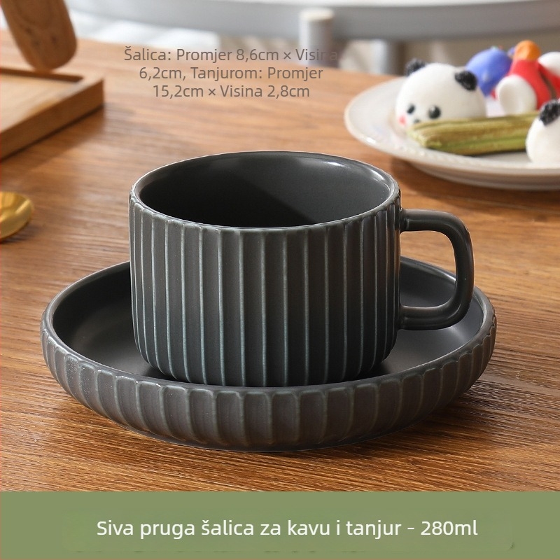 Šalica za kavu s podmetačem, japanski stil, latte art, vintage keramički set