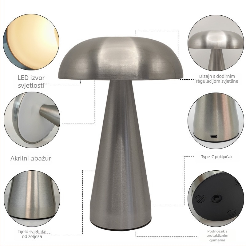 Stolna lampa s metalnom osnovom, model B739G, europski luksuzni stil inspiriran američkim i nordijskim minimalističkim pristupom, napon ≤36V, pogodna za dnevni boravak, spavaću sobu, studij i blagovaonu