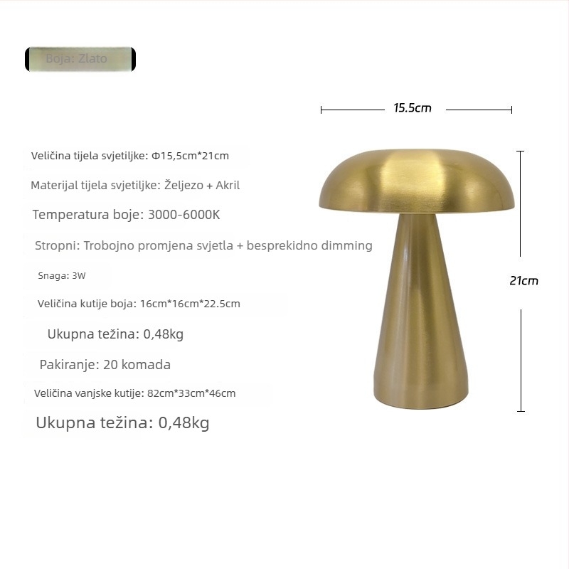 Stolna lampa s metalnom osnovom, model B739G, europski luksuzni stil inspiriran američkim i nordijskim minimalističkim pristupom, napon ≤36V, pogodna za dnevni boravak, spavaću sobu, studij i blagovaonu