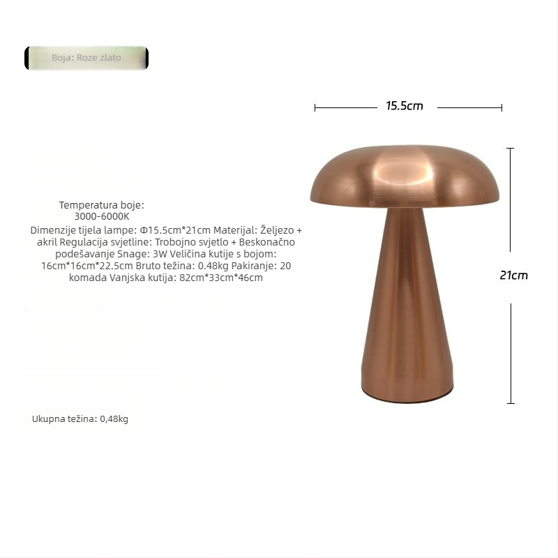 Stolna lampa s metalnom osnovom, model B739G, europski luksuzni stil inspiriran američkim i nordijskim minimalističkim pristupom, napon ≤36V, pogodna za dnevni boravak, spavaću sobu, studij i blagovaonu