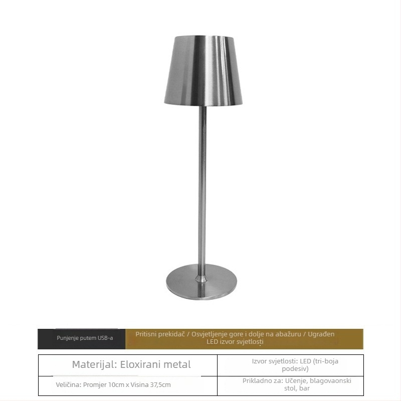 Stolna lampa s visokim nogama, metalna baza, moderan minimalistički dizajn, napon do 36V, model: stolna lampa s okruglom bazom