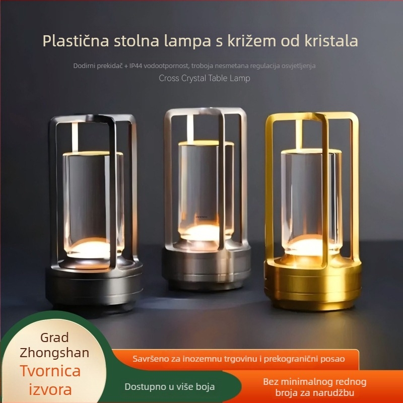 Yuelin Bg6004 kristalna križna stolna svjetiljka, metalni držač, luksuzni stil, napon ≤36V
