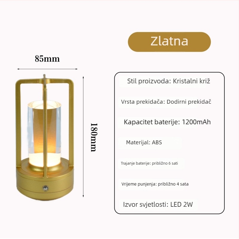 Yuelin Bg6004 kristalna križna stolna svjetiljka, metalni držač, luksuzni stil, napon ≤36V