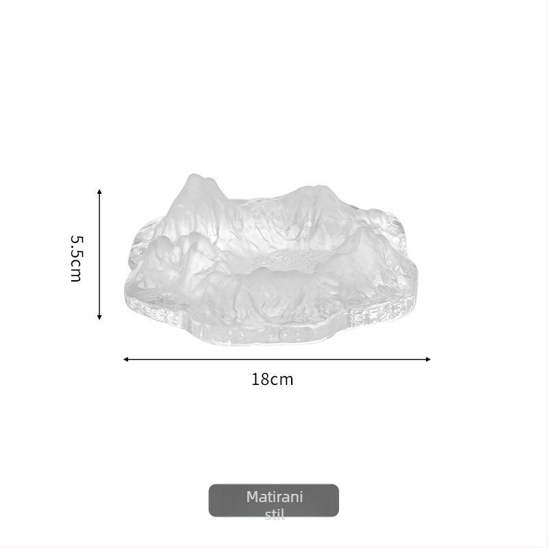 Stakleni pepeljak u europskom stilu s motivom ledenog brijega i snježne planine; dekorativni i kolekcionarski komad za dom, bar ili ured.