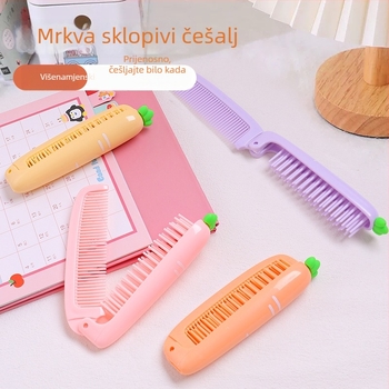 Dječji presavivi češalj u obliku mrkve za dugu kosu — prenosni, dvostruka upotreba za ravnanje i uvijanje