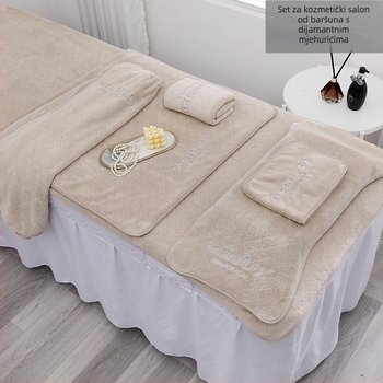 Kozmetička krpa za salon s izšivenim logom, koralni flis, 300 g, upijanje 16–20 s, prilagodljivo, šavovi