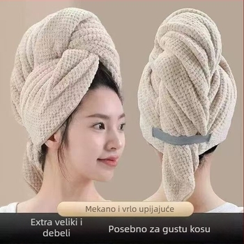 Kapa za sušenje kose za dugu kosu, mekani koralni flis, vlakna 150D, postupak Cut Velvet, težina 140–169 g, Meesica