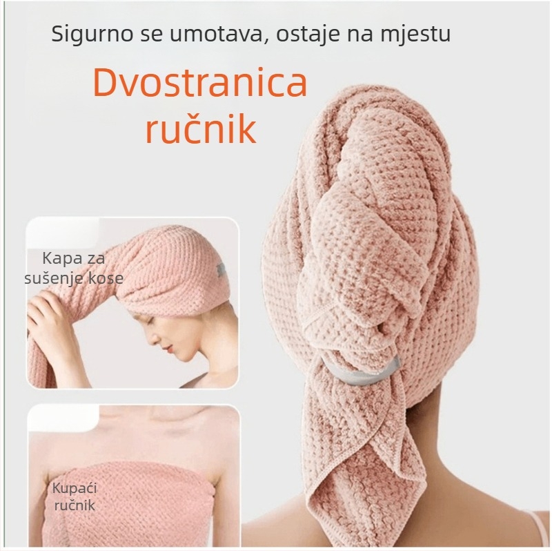 Kapa za sušenje kose za dugu kosu, mekani koralni flis, vlakna 150D, postupak Cut Velvet, težina 140–169 g, Meesica