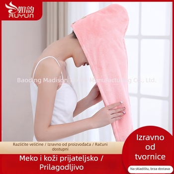 Kapica za sušenje kose za žene, dvostruka, brzo sušenje, za dugu kosu, izvezen karikatura dizajn, koralni flis, 150D džakard, 80–99 g