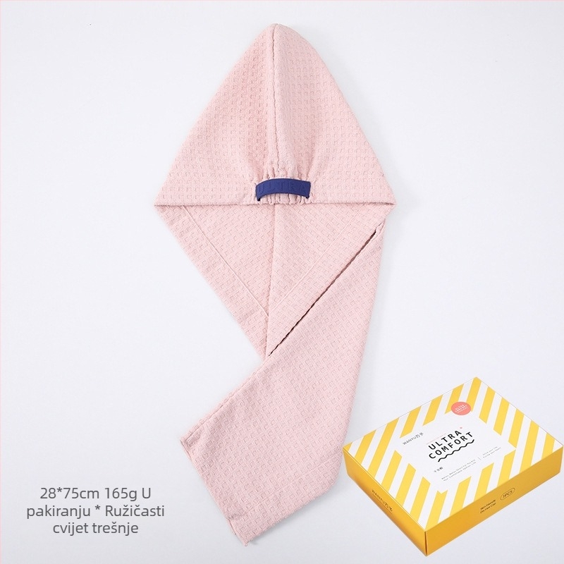 Šal za sušenje kose s vafl teksturom, super upija, brzo sušenje, za odrasle; Marke: Wanyu; Materijal: poliester; Broj proizvoda: Waffle Drying Hair Cap; Pređa: 60 Count; Težina: preko 200 g