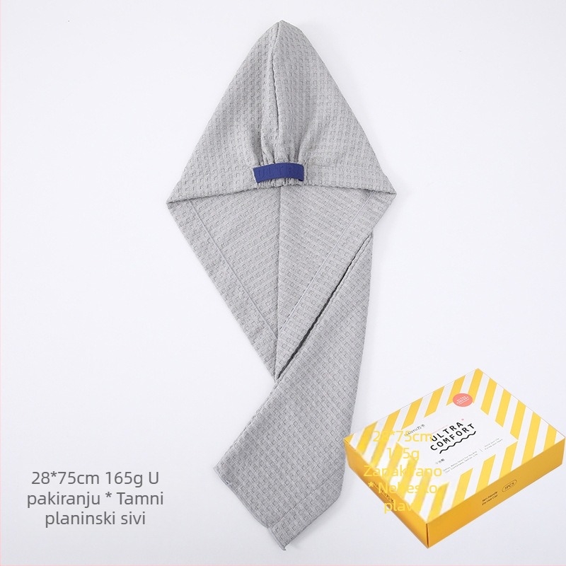 Šal za sušenje kose s vafl teksturom, super upija, brzo sušenje, za odrasle; Marke: Wanyu; Materijal: poliester; Broj proizvoda: Waffle Drying Hair Cap; Pređa: 60 Count; Težina: preko 200 g