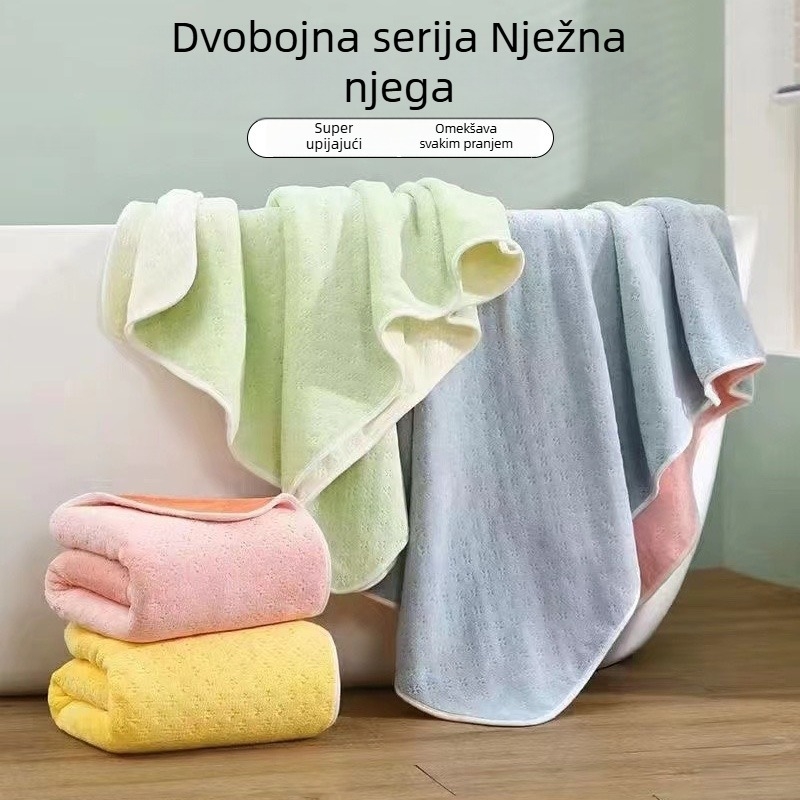 Debeli dvostrani ručnik od coral fleecea, dvobojan, za kućnu upotrebu, mekan i upija.