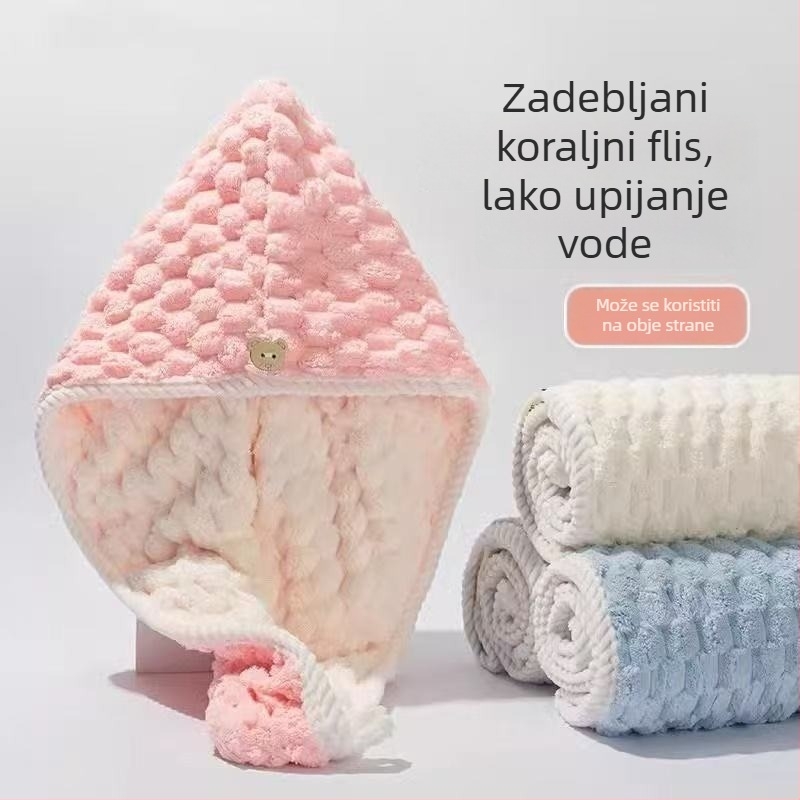 Dvostruki koralni velur šampon za sušenje kose, debeli, iznimno upija – Poliester, 100–119 g, visok/nizak vlak i izrezani pliš