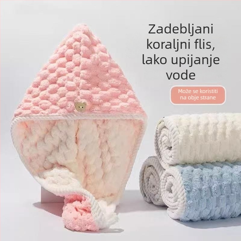 Dvostruki koralni velur šampon za sušenje kose, debeli, iznimno upija – Poliester, 100–119 g, visok/nizak vlak i izrezani pliš