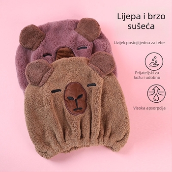 Capybara suhi pokrov za kosu — koralni flis, 150d vlakno, vezenje, izrezani baršun, glatka tkanina, težina 50–79 g
