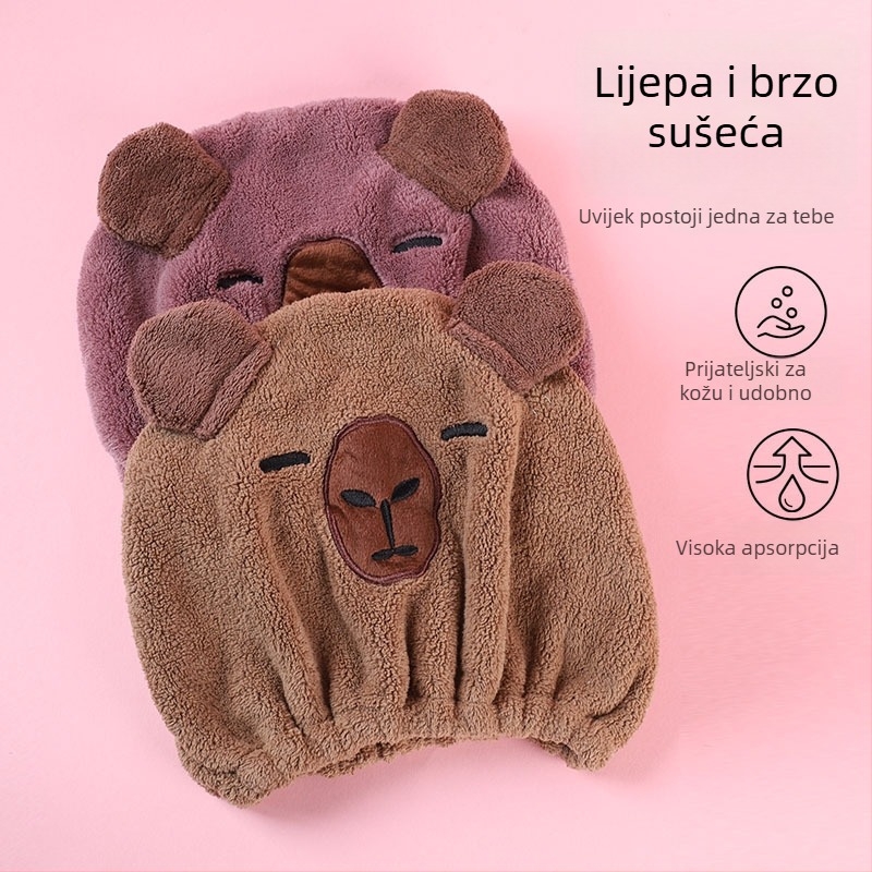 Capybara suhi pokrov za kosu — koralni flis, 150d vlakno, vezenje, izrezani baršun, glatka tkanina, težina 50–79 g
