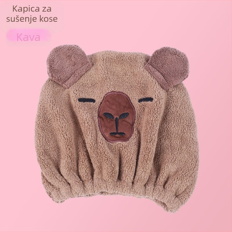 Capybara suhi pokrov za kosu — koralni flis, 150d vlakno, vezenje, izrezani baršun, glatka tkanina, težina 50–79 g