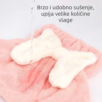 Kapa za sušenje kose s mašnicom (koralni flis; vlakno 150d; 30–49 g; obična tkanina; Trend)