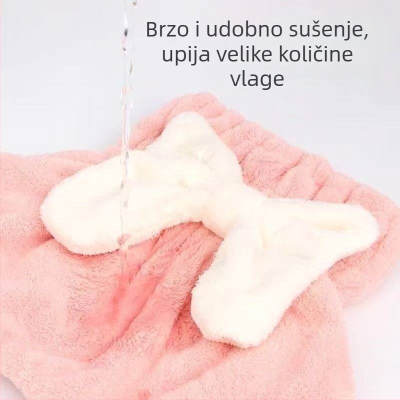 Kapa za sušenje kose s mašnicom (koralni flis; vlakno 150d; 30–49 g; obična tkanina; Trend)