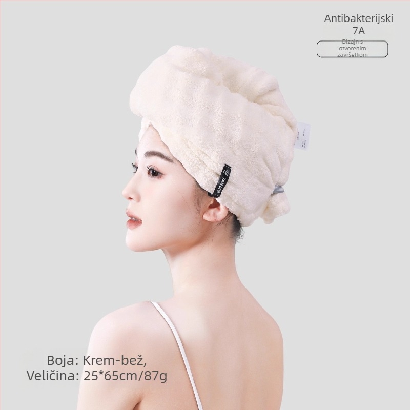 Turban za sušenje kose od koralnog pliša, apsorbirajući i brzo suši, prilagodljiv (Materijal: koralni pliš; Kategorija: turbán za sušenje kose; Težina: 80-99 g; Obrada i prilagodba: Da)