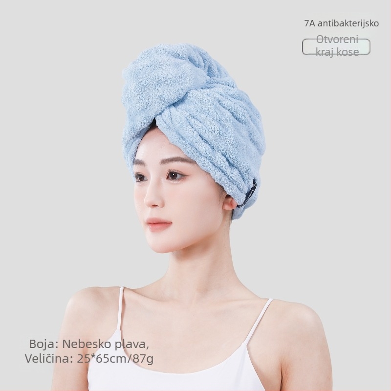Turban za sušenje kose od koralnog pliša, apsorbirajući i brzo suši, prilagodljiv (Materijal: koralni pliš; Kategorija: turbán za sušenje kose; Težina: 80-99 g; Obrada i prilagodba: Da)