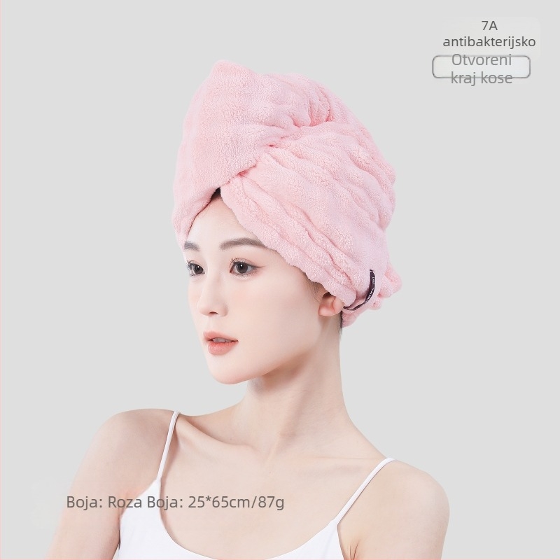 Turban za sušenje kose od koralnog pliša, apsorbirajući i brzo suši, prilagodljiv (Materijal: koralni pliš; Kategorija: turbán za sušenje kose; Težina: 80-99 g; Obrada i prilagodba: Da)