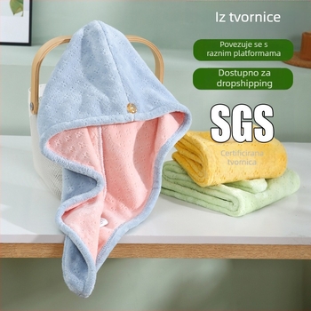 Yuyan Kapa za sušenje kose od Coral Fleece, dvostruki sloj, upijajući, brzo sušenje, 120–139 g