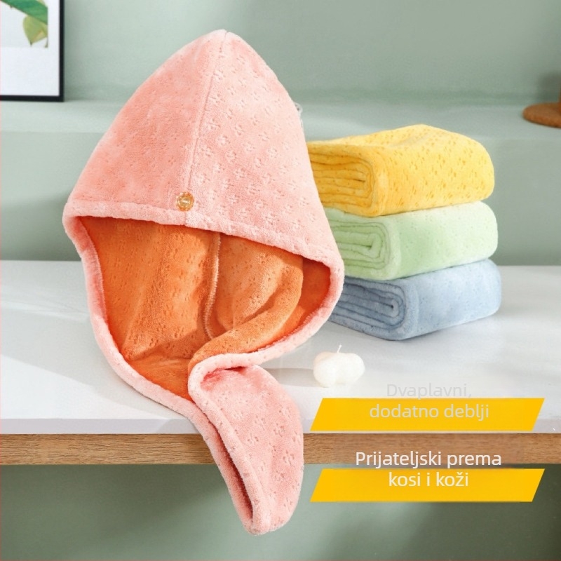 Yuyan Kapa za sušenje kose od Coral Fleece, dvostruki sloj, upijajući, brzo sušenje, 120–139 g