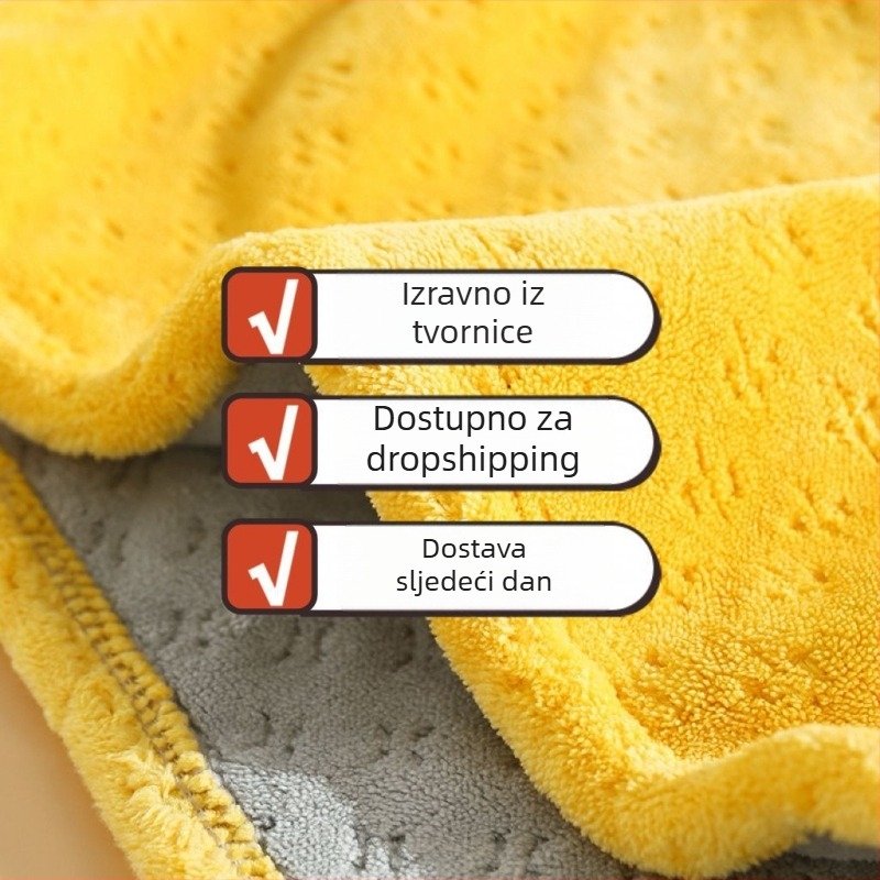 Yuyan Kapa za sušenje kose od Coral Fleece, dvostruki sloj, upijajući, brzo sušenje, 120–139 g