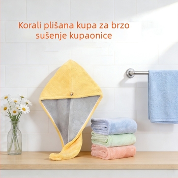 Šal za sušenje kose, upija vodu i brzo se suši, koralni fleece, 100–119 g