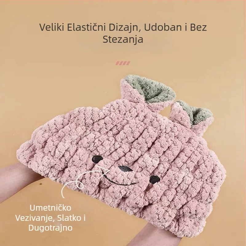 Dječja kapa za sušenje kose, upijajuća, brzo sušenje, s ananas-kockastim uzorkom