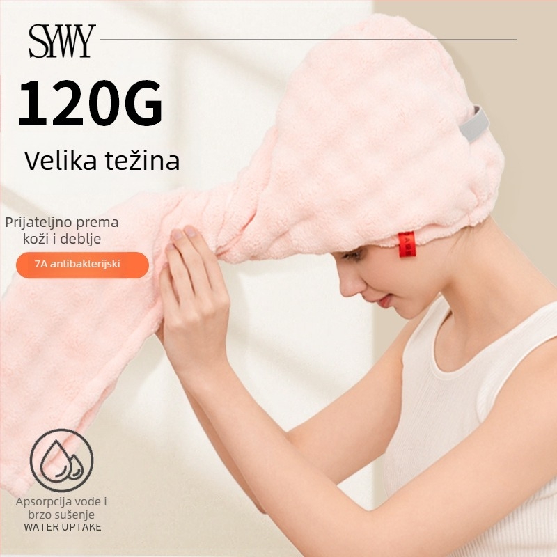 Kapa za sušenje kose – debla, upija i brzo suši, turbán-stil jednokomponentna tuš kapa, koralni fleece, 100–119 g, 150D vlakno