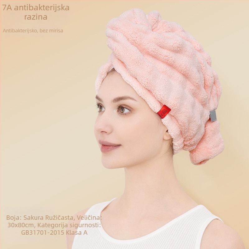 Kapa za sušenje kose – debla, upija i brzo suši, turbán-stil jednokomponentna tuš kapa, koralni fleece, 100–119 g, 150D vlakno