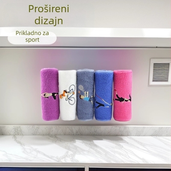 Sportski ručnik od 100% pamuka s ušivenim logom, brzo upija znoj (0–5 s), težina 110 g