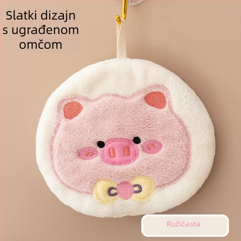 Dječji ručnik za ruke s temom crtića za kupaonicu i kuhinju, debeli koralni flis, upijajuća tkanina, s mogućnošću kačenja, kvadratni ručnik za djecu