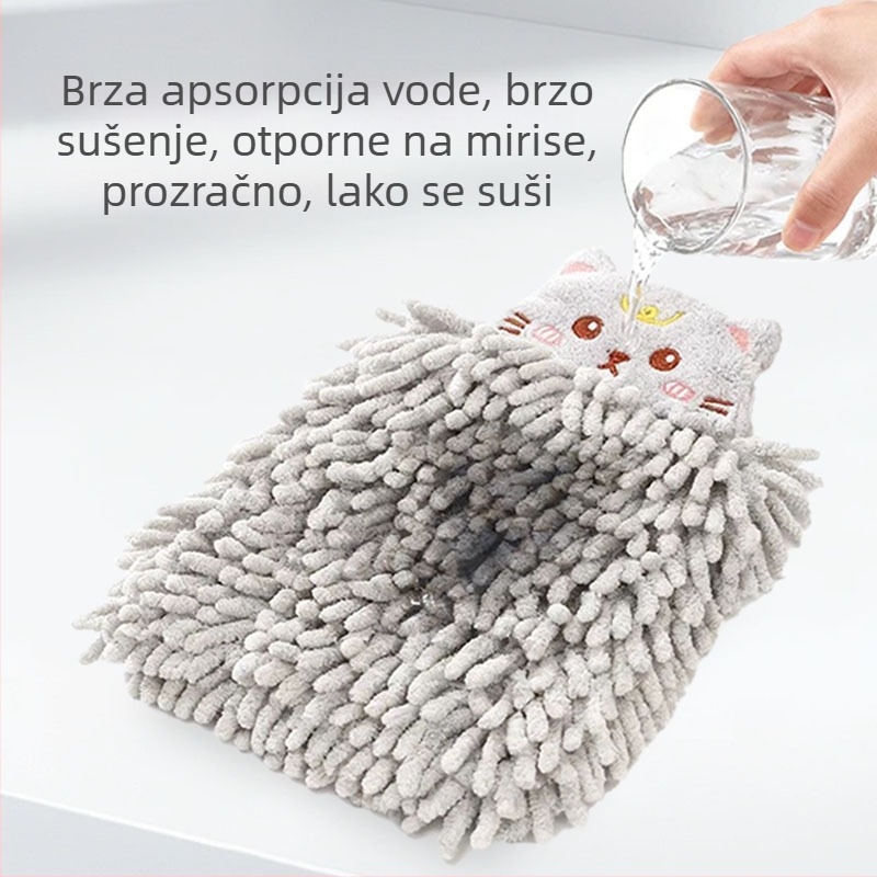 Antibakterijski chenille ručnik za ruke od mikrovlakana, visi, karikaturni dizajn, upijajući i mekan, za kuhinju i kupaonicu