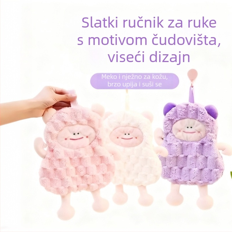 Ručni ručnik s visećim dizajnom, sladak crtani motiv, visoka apsorpcija, brzo sušenje, ne miriše, za djecu u kuhinji i kupaonici