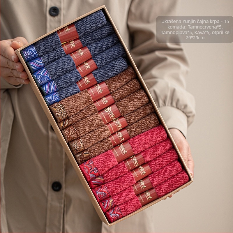 Čajna krpa od pamuka i lana, debela, upijajuća, vezená, 200 g, paket 30 komada