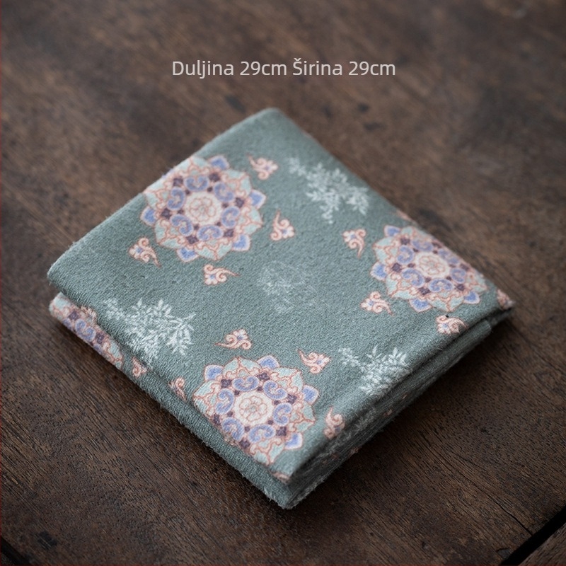 Benlong Gold Velur Tisak Dvostrano Upijajuća Krpa Za Čaj | Retro Ispis, Mekani Pamuk, Čajna Podloga