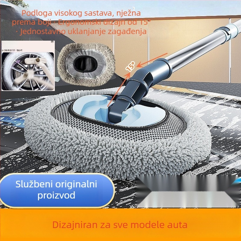 Teleskopski mop za pranje automobila s mekanim vlaknima i zakrivljenom šipkom, ne oštećuje boju auta