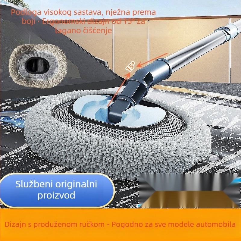 Teleskopski mop za pranje automobila s mekanim vlaknima i zakrivljenom šipkom, ne oštećuje boju auta