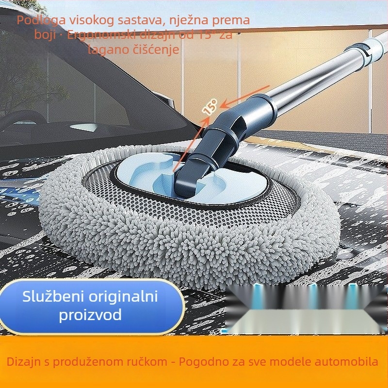 Teleskopski mop za pranje automobila s mekanim vlaknima i zakrivljenom šipkom, ne oštećuje boju auta