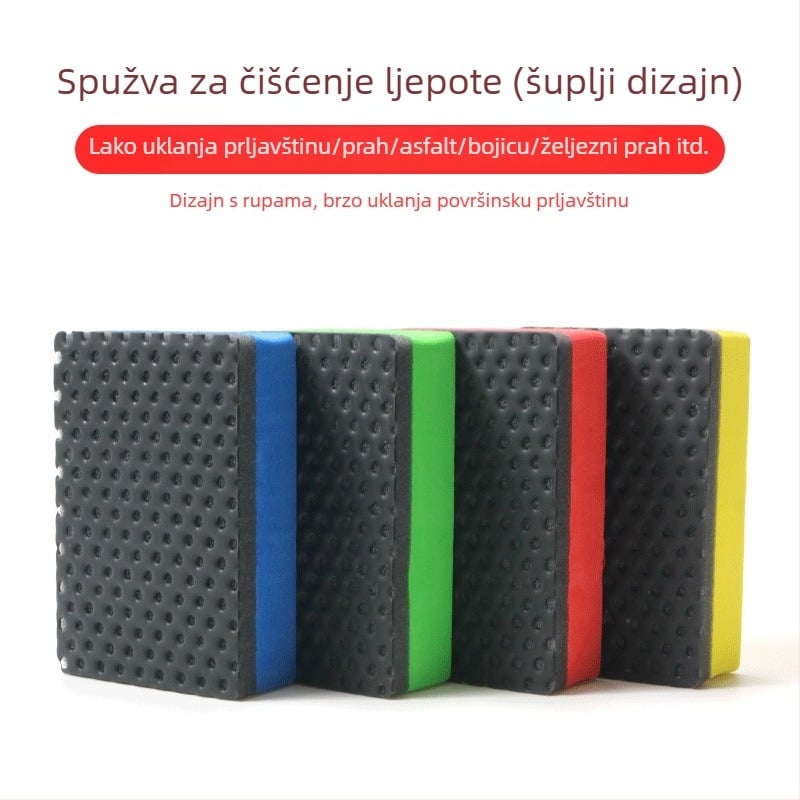 Set za čišćenje automobila: spužva; uključuje rukavice i krpu