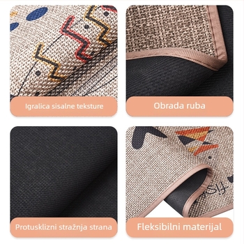 Podna prostirka za kuhinju i kupaonicu, imitacija lana, tisak, kvadratni oblik, jednobojni ili crtani uzorak, čišćenje usisavačem, pogodno za kuhinju, ulaz i balkon