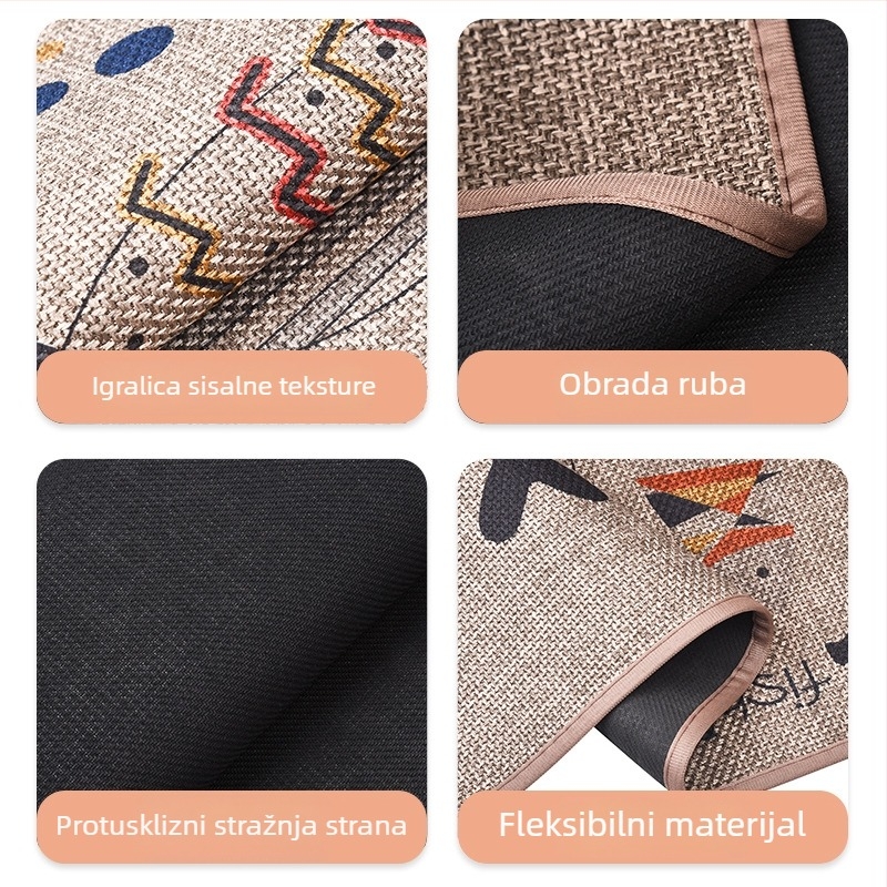 Podna prostirka za kuhinju i kupaonicu, imitacija lana, tisak, kvadratni oblik, jednobojni ili crtani uzorak, čišćenje usisavačem, pogodno za kuhinju, ulaz i balkon