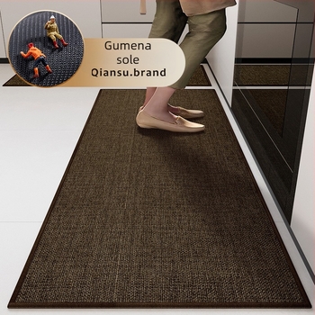 Set dviju platnenih kuhinjskih podnih prostirki od lana, pravokutnog oblika, jedinstvenog uzorka, upijajući i protuklizni, perive, minimalistički stil