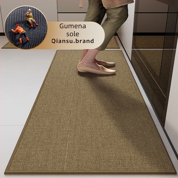 Set dviju platnenih kuhinjskih podnih prostirki od lana, pravokutnog oblika, jedinstvenog uzorka, upijajući i protuklizni, perive, minimalistički stil