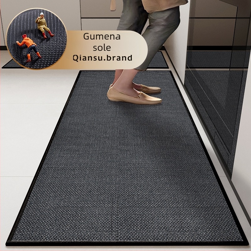 Set dviju platnenih kuhinjskih podnih prostirki od lana, pravokutnog oblika, jedinstvenog uzorka, upijajući i protuklizni, perive, minimalistički stil