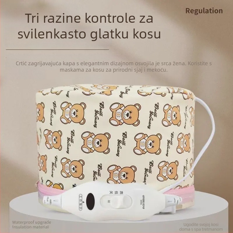 Električna grijana kapa za kosu za kućnu upotrebu sa spa zagrijavanjem, tretman maskom za kosu, kapom za sušenje, odvojiva i periva